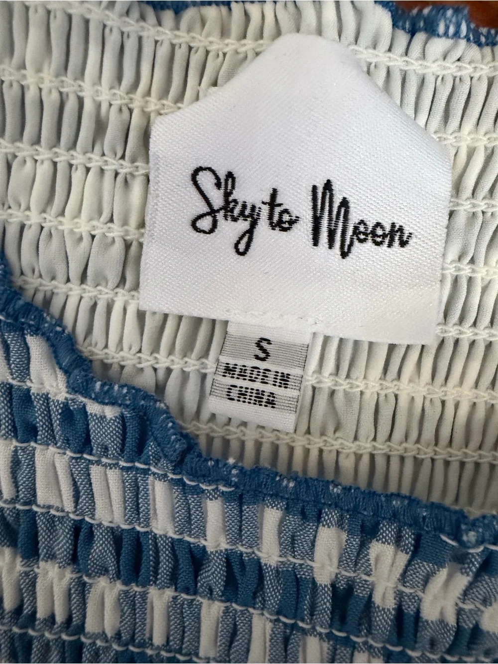 Blue Gingham Smocked Tank and Skirt Set - junior women size small